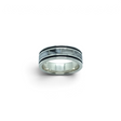 Rare Earth Gallery rectangle infinity inlay ring featuring white Howlite and a 925 sterling silver band with oxidized edges