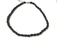 Matte black obsidian rectangle tumbled bead necklace with silver lobster clasp and extender.