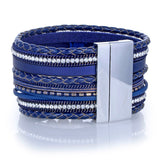 Navy Tree of Life Multi Wrap Bracelet - Sacred Geometry with Magnetic Clasp