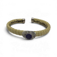 Rare Earth Gallery snake skin cuff bracelet featuring a central lapis lazuli stone surrounded by sparkling marcasite.