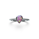 Rare Earth Gallery pear shaped pink opal ring with a delicate textured silver band