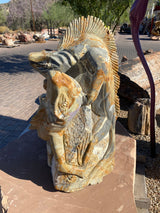 Grey/Green Talan Onyx Iguana Duo Sculpture