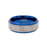 8mm Tungsten Ring with Electric Blue Ip Plating Interior