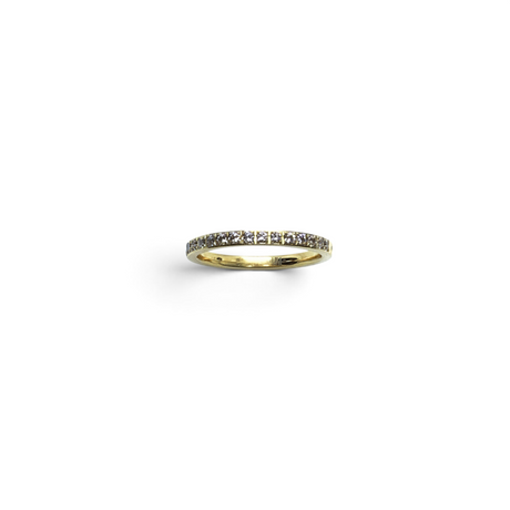 Rare Earth Gallery 2mm titanium ring with gold IP plating and a row of sparkling white cubic zirconia stones.