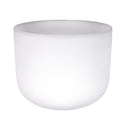 10" frosted quartz singing bowl in white, B note for the crown chakra, on a white background