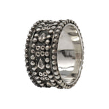 Silver Ring Size 8 Beads Around Ring- 9mm Wide