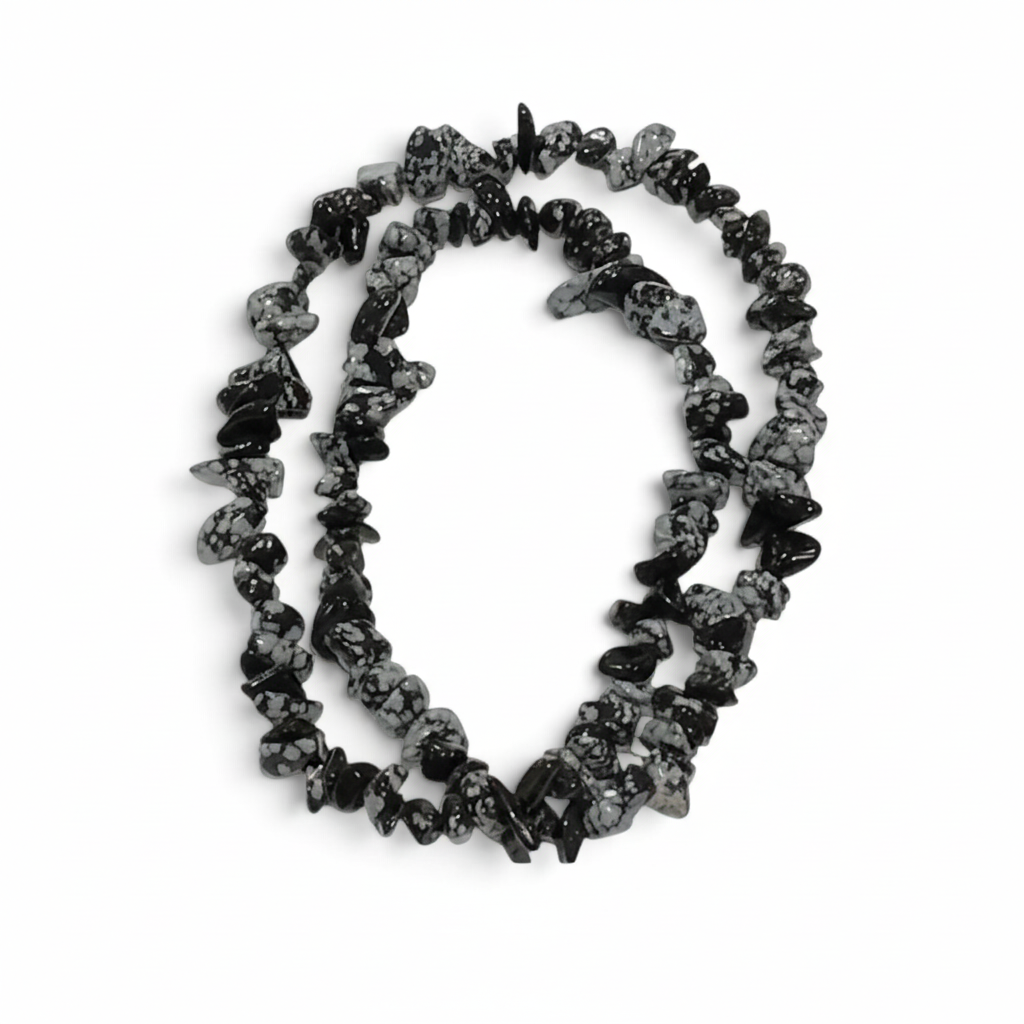 Snowflake Obsidian Chunky Chip Necklace 32"