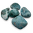 Rare Earth Gallery tumbled Larimar stones with a smooth matte finish in shades of ocean blue and white