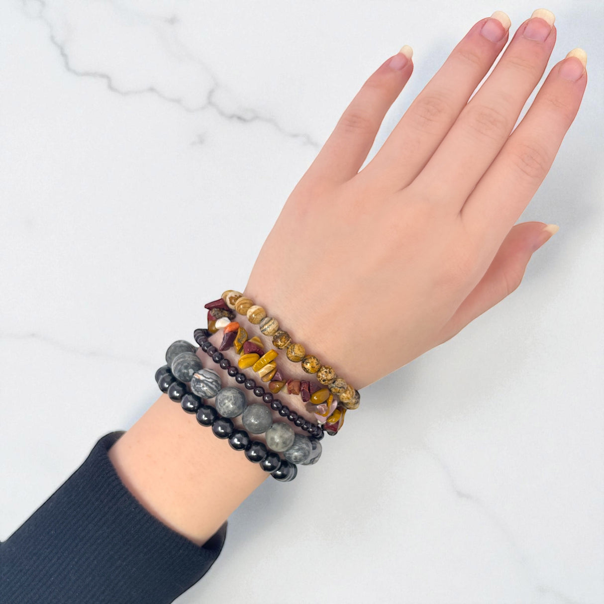 Grounding Intention Beaded Bracelet Set of 5