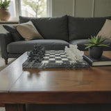 Onyx Chess Set - Gray & White with Gray Boarder (Medium)
