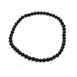 Rare Earth Gallery black tourmaline beaded bracelet with 4mm round polished gemstone beads on a white background