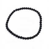 Rare Earth Gallery black tourmaline beaded bracelet with 4mm round polished gemstone beads on a white background