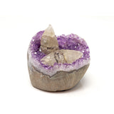 Amethyst Druze Geode with Cut Base & Large Calcite Inclusions