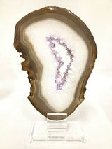 Amethyst & Carnelian Agate Slice on Acrylic Screw Stand