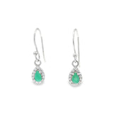Faceted Prong Set Dangle Earrings in CZ Halo with Rhodium Vermeil - Teardrop