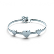 Rare Earth Gallery white gold plated adjustable bracelet featuring three hearts with a brushed texture finish