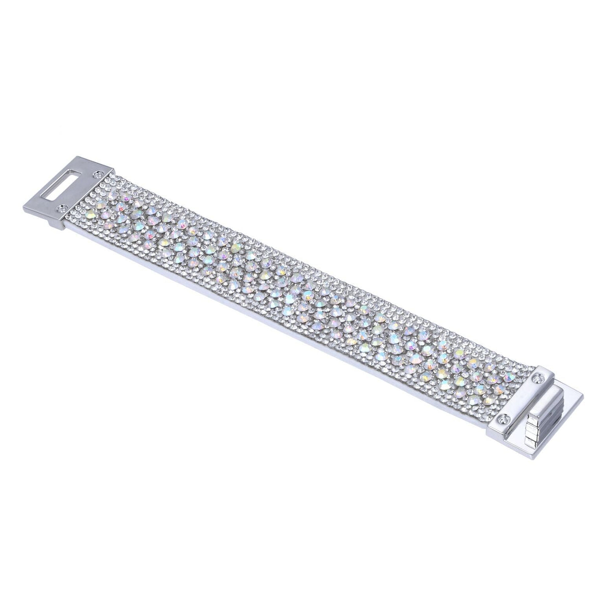 Narrow Crystal Wrap Bracelet - Black Iridescent with Magnetic Clasp