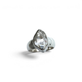 Rare Earth Gallery Herkimer diamond ring featuring a faceted freeform stone in a 925 sterling silver bezel setting.