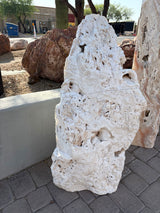 White Fossil Onyx Fountain - Corner Cut With Boulder Back & Pin Plate