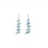 Rare Earth Gallery dangle earrings featuring five freeform light blue larimar chips on 925 sterling silver chains.