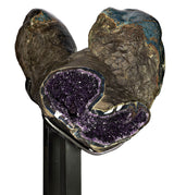 Amethyst Geode Multi-Vug with Calcite Crystal & Druze in Custom Fitted Stand