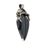 Hematite Pendant - Banded with Saber Tooth Skull Bail