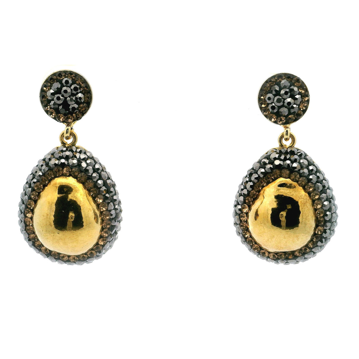 Baroque Pearl Dangle Earrings - Gold Overlay Baroque Pearl with Marcasite & Gold Swarovski Crystals & Gold Vermeil over 925 Sterling Silver