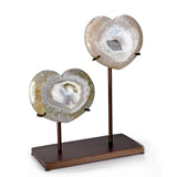 Druze Quartz Agate Heart Duo on Fitted Stand