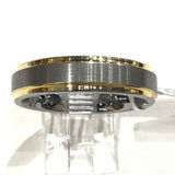 Tungsten ring with brushed gray center and gold-plated edges, 6mm band size 10 side view