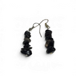 Black onyx chip bead dangle earrings on silver ear wires