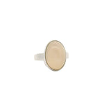 Moonstone Ring - Classic Oval Cabochon Bezel Set in Simple 925 Sterling Silver sz5