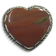 Rare Earth Gallery heart-shaped Arizona petrified wood ring with a decorative silver rope and beaded bezel setting.