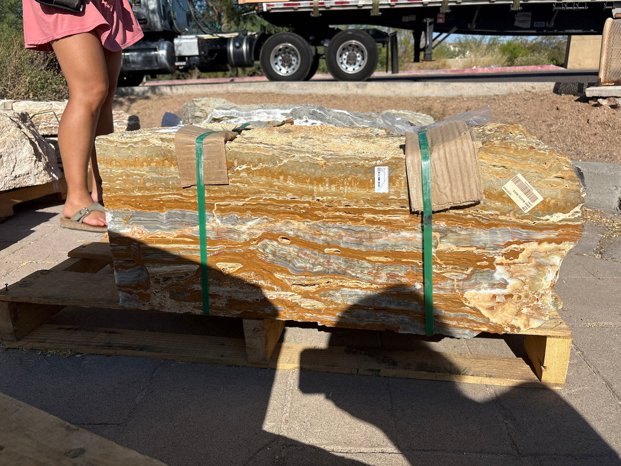 Gray Gold Onyx Fountain - Wedge With 2 Holes & 2 Cut Sides