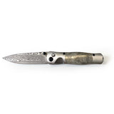 Munionalusta Meteorite Handle Knife with Damascus Steel Blade and Silver & Black Accents - Small