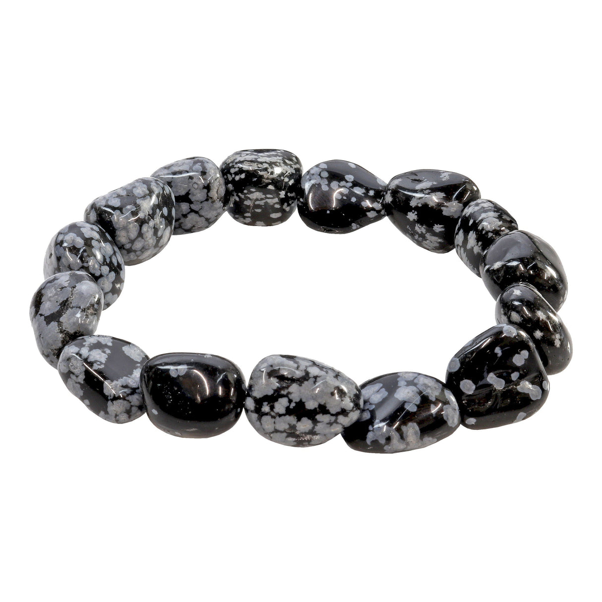 Snowflake Obsidian Tumbled Beaded Bracelet