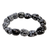 Snowflake Obsidian Tumbled Beaded Bracelet