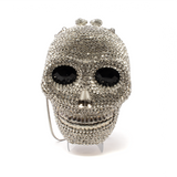 Skull Crystal Purse with Chain - Clear with Black Eyes