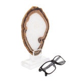 Carnelian Agate Slice on Acrylic Screw Stand - Classic Quartz Center with Tubluar Eye Inclusion