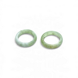 Rare Earth Gallery New Jade serpentine gemstone rings in a smooth band style with pale green translucent tones.