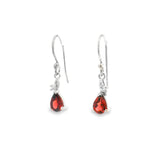 Garnet Dangle Earrings - Teardrop Faceted Prong Set
