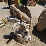 Red Travertine Marble Iguana On Branch