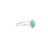Bague Larimar - Cabochon ovale simple serti sur lunette et anneau en argent sterling 925 taille 8.5