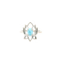 Larimar Teardrop Ring - Prong Set in Silver Lotus