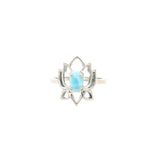 Larimar Teardrop Ring - Prong Set in Silver Lotus