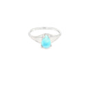 Larimar Ring Teardrop Cabochon Prong Setcon Tapered Silver Band