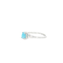 Larimar Ring Teardrop Cabochon Prong Setcon Tapered Silver Band