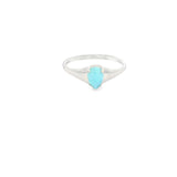 Larimar Ring Teardrop Cabochon Prong Setcon Tapered Silver Band