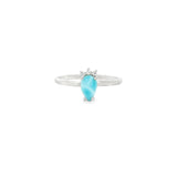 Larimar Teardrop Prong Set Ring with White Topaz - Trio Prong Set