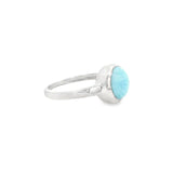 Flare Bezel Set Larimar Ring with Rhodium Vermeil - Round