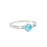 Helix Band Larimar Ring - Bezel Set in Rhodium Vermeil - Round